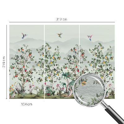 Fotomural decorativo para cabecero de cama con diseño de árboles exóticos