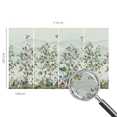 Fotomural decorativo para cabecero de cama con diseño de árboles exóticos