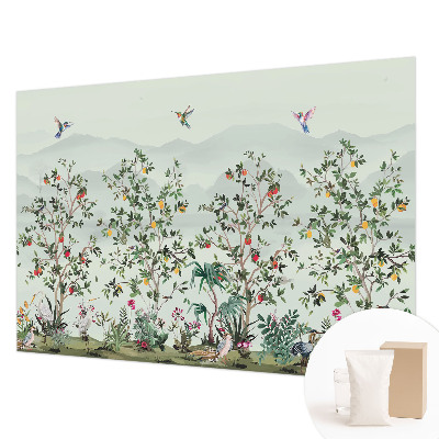 Fotomural decorativo para cabecero de cama con diseño de árboles exóticos
