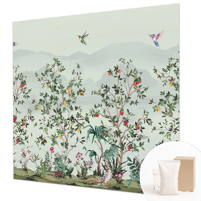 Fotomural decorativo para cabecero de cama con diseño de árboles exóticos