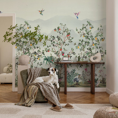 Fotomural decorativo para cabecero de cama con diseño de árboles exóticos
