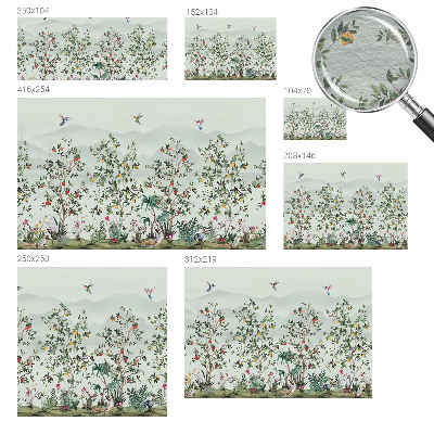 Fotomural decorativo para cabecero de cama con diseño de árboles exóticos