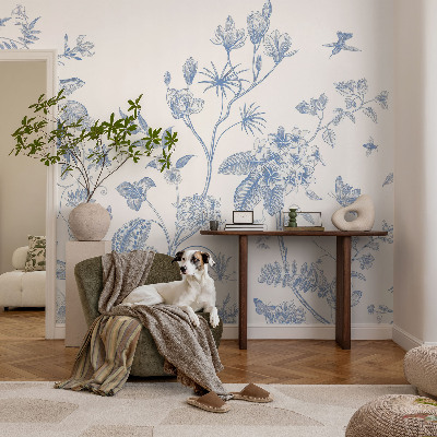 Papel mural con patrón decorativo con estampado floral