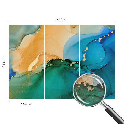 Fotomural decorativo para cabecero de cama con un diseño de olas coloridas