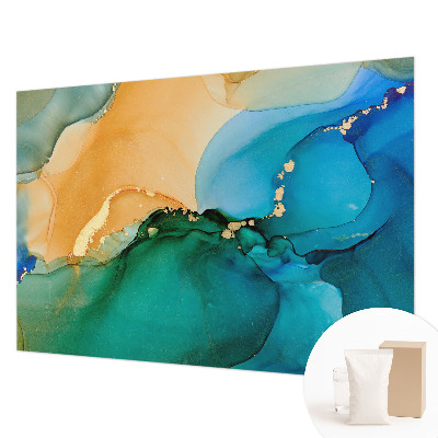 Fotomural decorativo para cabecero de cama con un diseño de olas coloridas