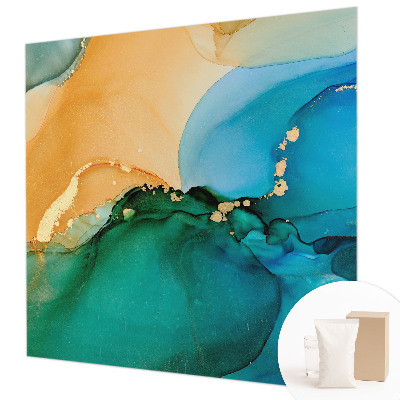 Fotomural decorativo para cabecero de cama con un diseño de olas coloridas