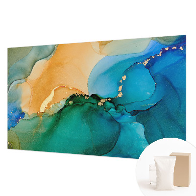 Fotomural decorativo para cabecero de cama con un diseño de olas coloridas