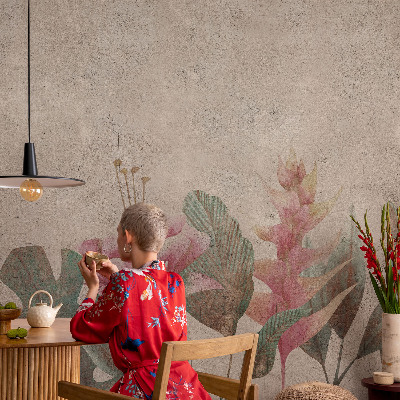 Papel mural con patrón decorativo con motivo 'Flora sutil'