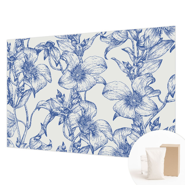 Papel mural texturado decorativo con motivo de ramas de flores