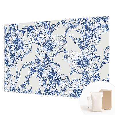 Papel mural texturado decorativo con motivo de ramas de flores