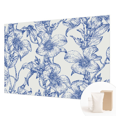 Papel mural texturado decorativo con motivo de ramas de flores