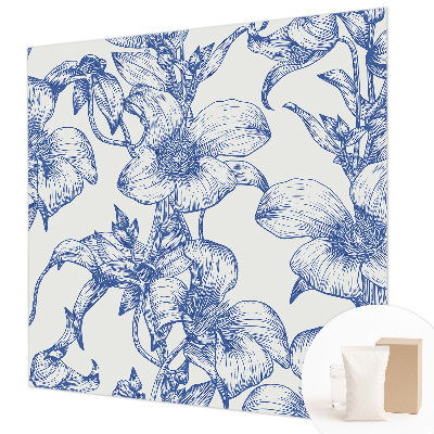 Papel mural texturado decorativo con motivo de ramas de flores