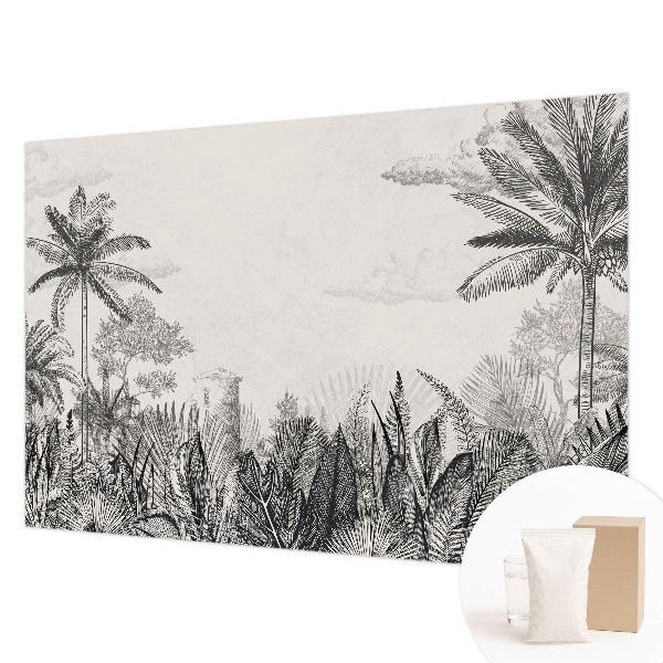 Papel mural con patrón decorativo con motivo de paisaje tropical