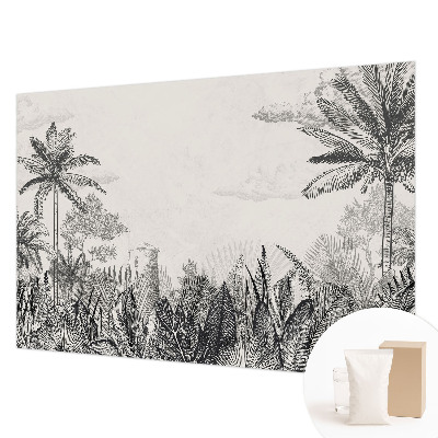 Papel mural con patrón decorativo con motivo de paisaje tropical