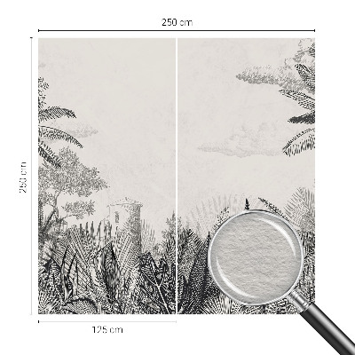 Papel mural con patrón decorativo con motivo de paisaje tropical