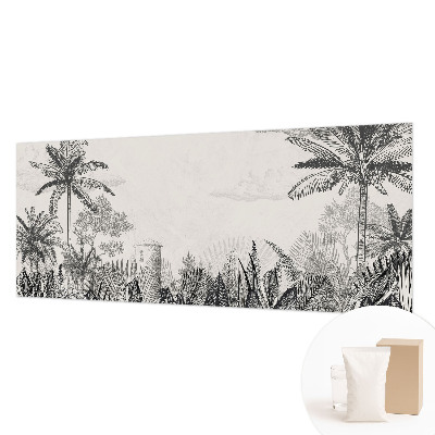 Papel mural con patrón decorativo con motivo de paisaje tropical