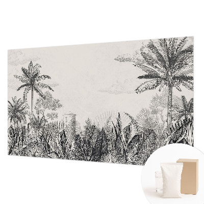 Papel mural con patrón decorativo con motivo de paisaje tropical