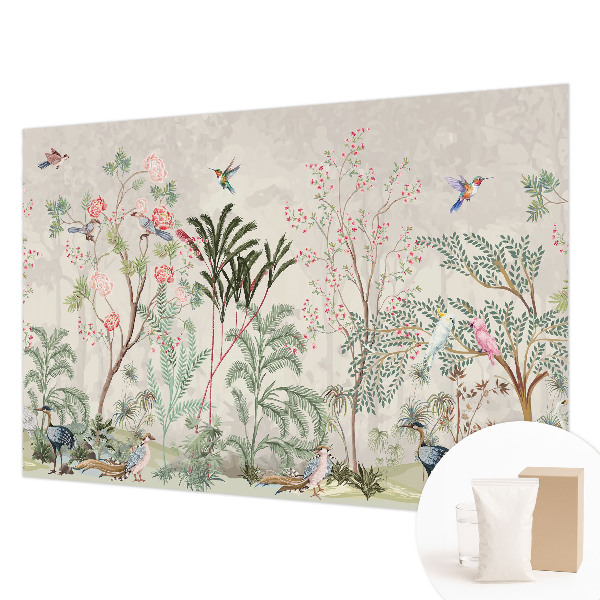 Papel mural texturado decorativo con diseño de oasis tropical