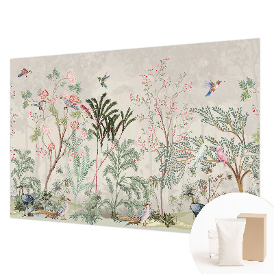 Papel mural texturado decorativo con diseño de oasis tropical