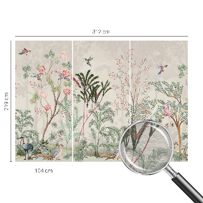 Papel mural texturado decorativo con diseño de oasis tropical