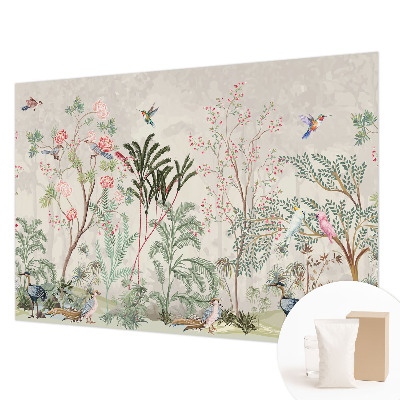 Papel mural texturado decorativo con diseño de oasis tropical