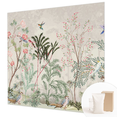 Papel mural texturado decorativo con diseño de oasis tropical