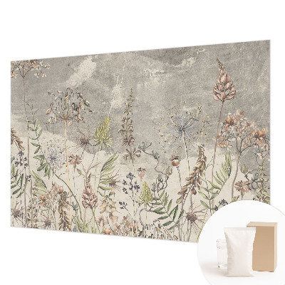 Mural decorativo con diseño de plantas silvestres