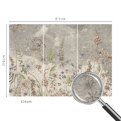 Mural decorativo con diseño de plantas silvestres