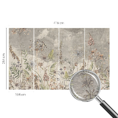 Mural decorativo con diseño de plantas silvestres