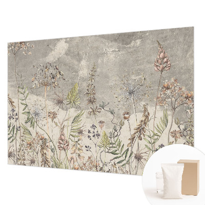 Mural decorativo con diseño de plantas silvestres