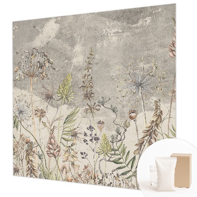 Mural decorativo con diseño de plantas silvestres
