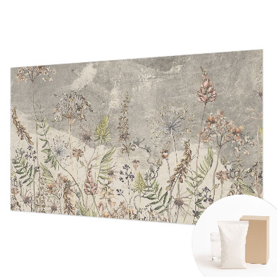 Mural decorativo con diseño de plantas silvestres