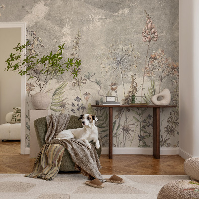 Mural decorativo con diseño de plantas silvestres