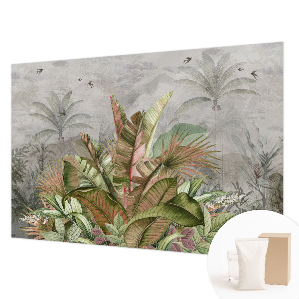 Papel mural texturado decorativo con motivo de selva exótica