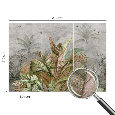 Papel mural texturado decorativo con motivo de selva exótica