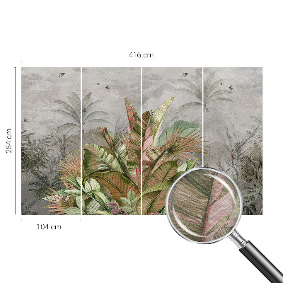 Papel mural texturado decorativo con motivo de selva exótica