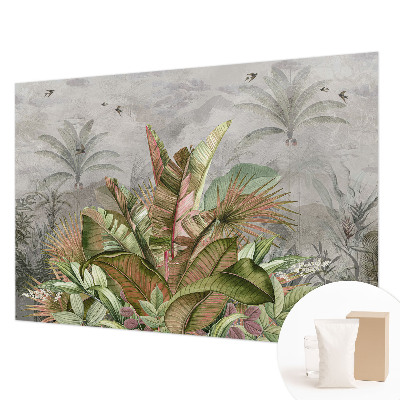 Papel mural texturado decorativo con motivo de selva exótica
