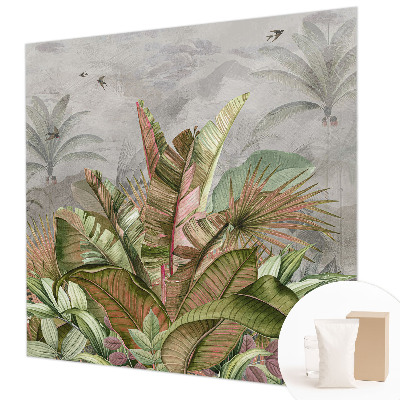 Papel mural texturado decorativo con motivo de selva exótica