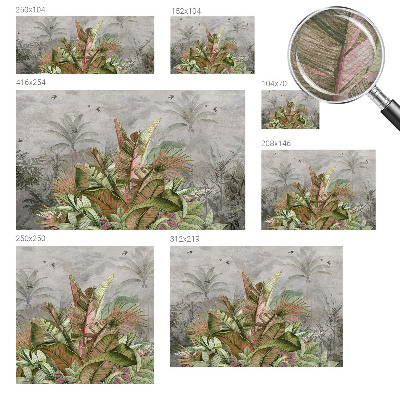 Papel mural texturado decorativo con motivo de selva exótica