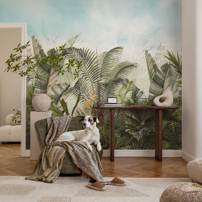 Mural de pared con estampado hermoso con motivo de paraíso tropical