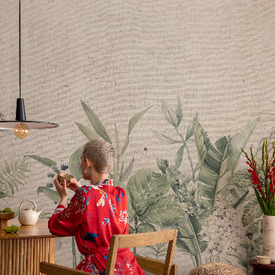 Papel mural con patrón decorativo con diseño de selva tropical