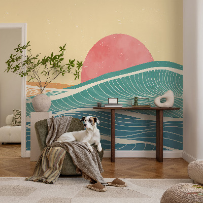 Fotomural decorativo para cabecero de cama con diseño de olas del mar