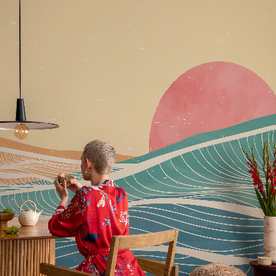 Fotomural decorativo para cabecero de cama con diseño de olas del mar