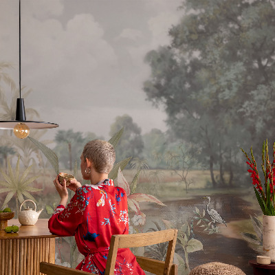Mural de pared con estampado hermoso con un paisaje exótico