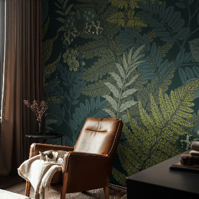 Mural de pared con estampado hermoso con diseño en tonos verdes que aporta elegancia