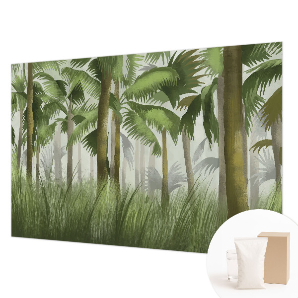 Fotomural decorativo para cabecero de cama con diseño de bosque tropical