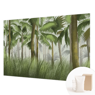Fotomural decorativo para cabecero de cama con diseño de bosque tropical