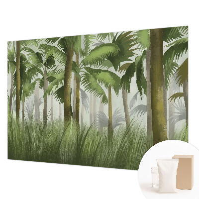 Fotomural decorativo para cabecero de cama con diseño de bosque tropical
