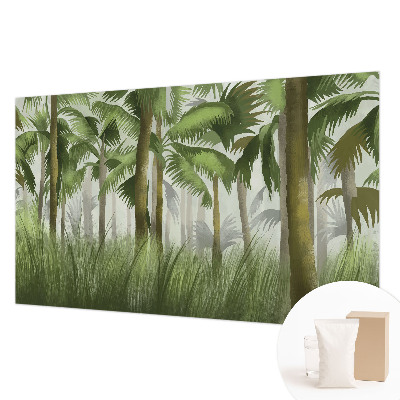 Fotomural decorativo para cabecero de cama con diseño de bosque tropical