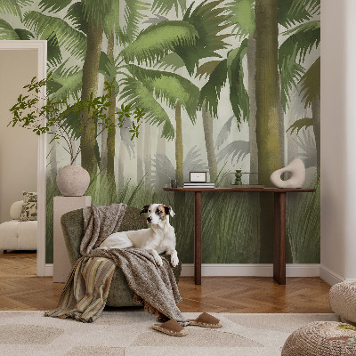 Fotomural decorativo para cabecero de cama con diseño de bosque tropical